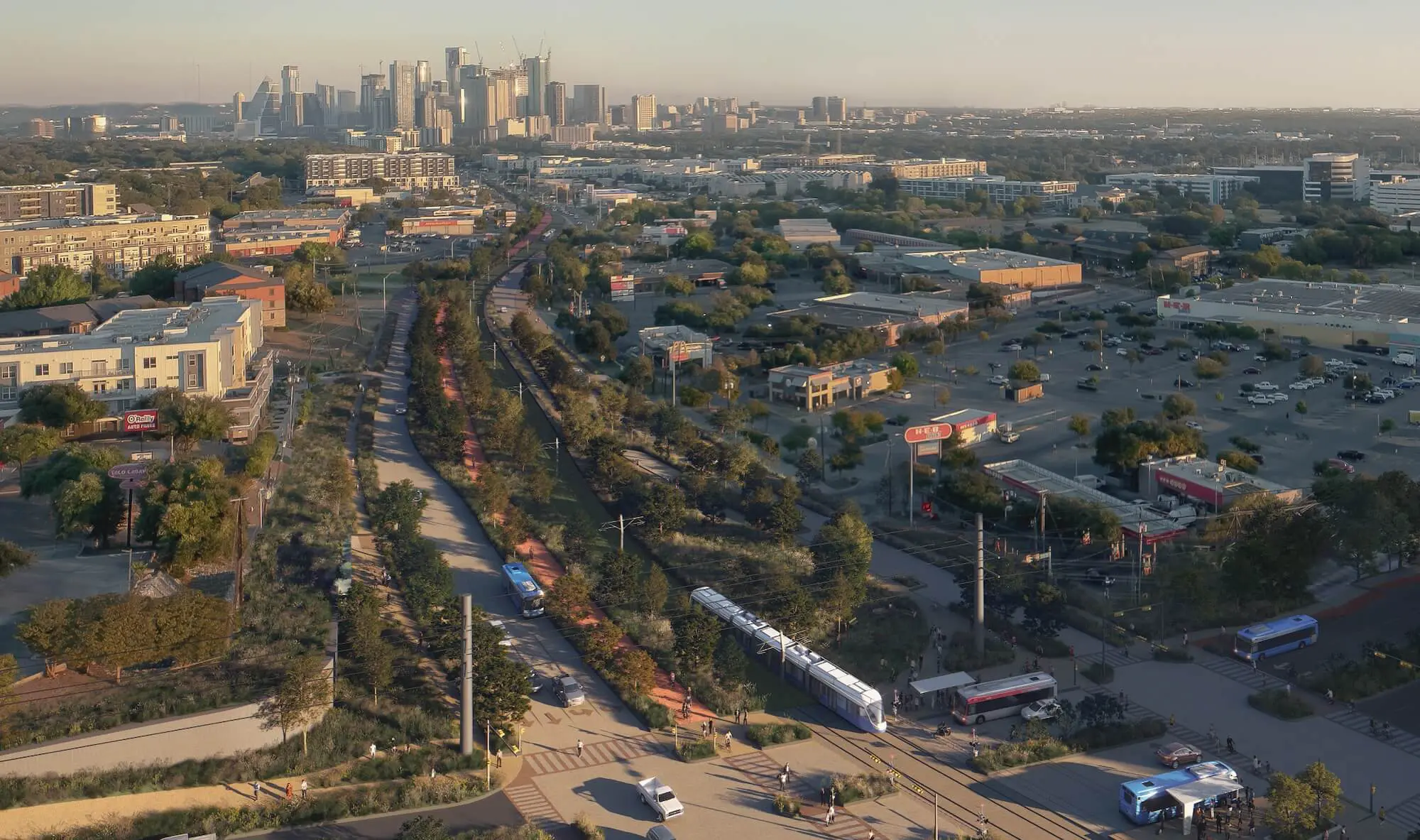 Rendering of east Austin light rail station